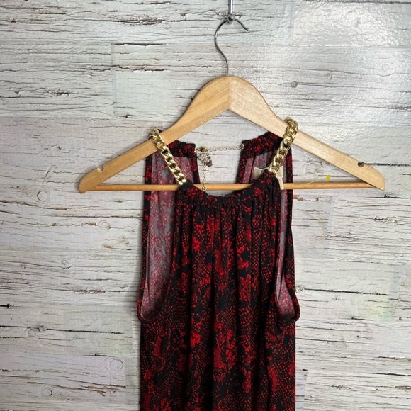 Michael Kors blouse tank top red black gold size medium chain - Picture 3 of 7